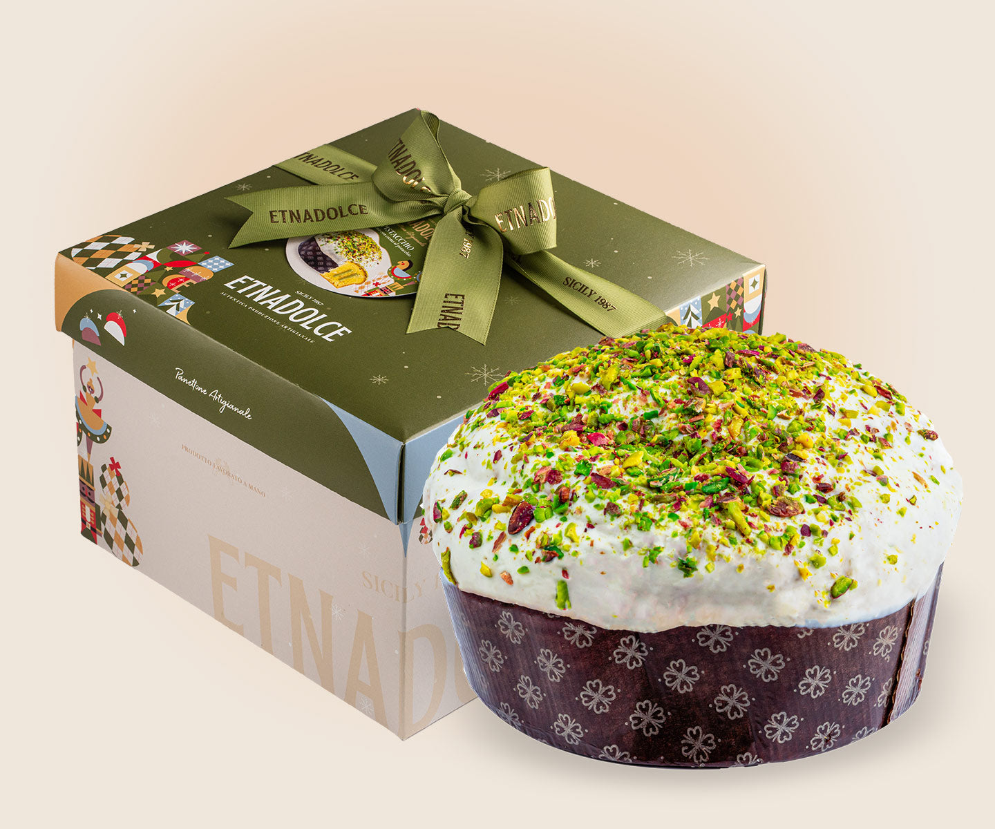 Panettone con crema di Pistacchio kg 1 – scatola Schiaccianoci
