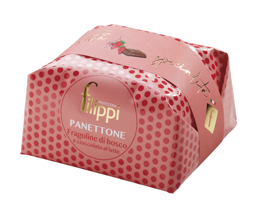 PANETTONE CON FRAGOLINE DI BOSCO E CIOCCOLATO AL LATTE 1kg