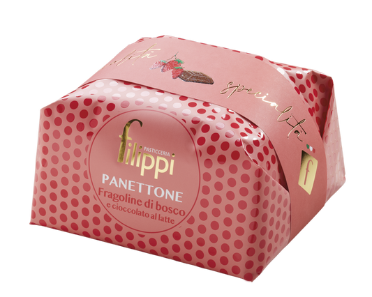 PANETTONE CON FRAGOLINE DI BOSCO E CIOCCOLATO AL LATTE 1kg